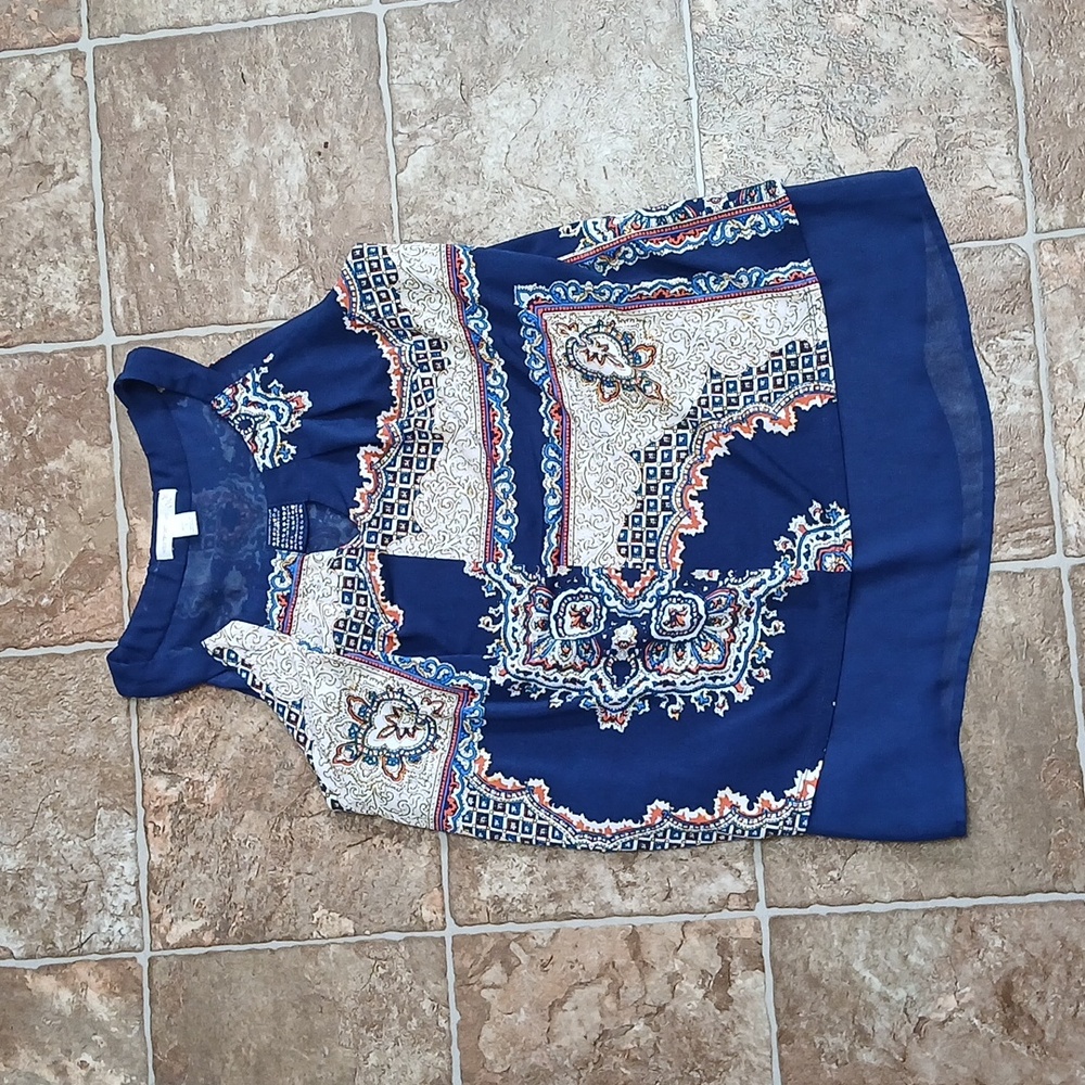 Westport 1962 Navy and Cream glass  Embellish Tank Top size Small